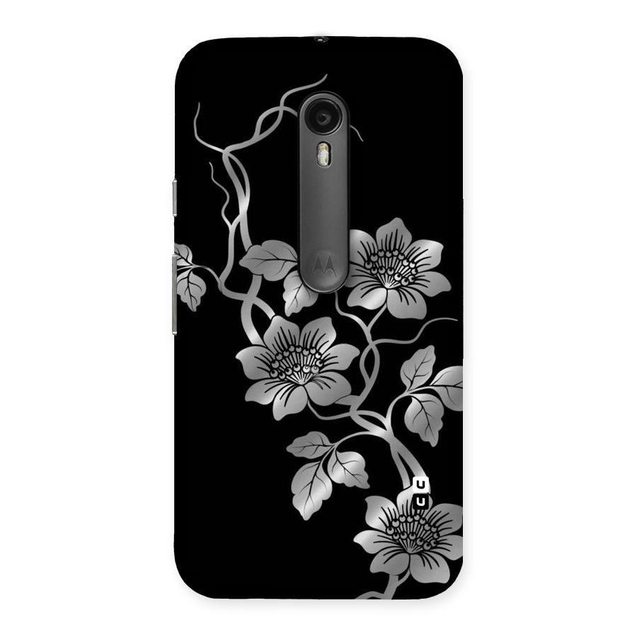 Silver Grey Flowers Back Case for Moto G Turbo