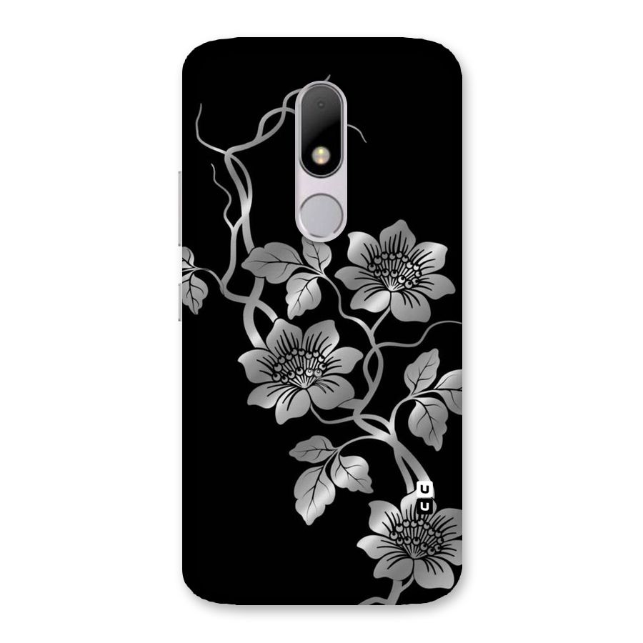 Silver Grey Flowers Back Case for Moto M