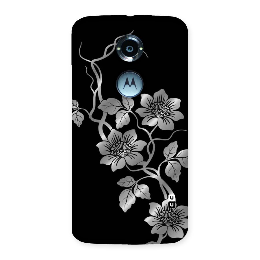 Silver Grey Flowers Back Case for Moto X 2nd Gen