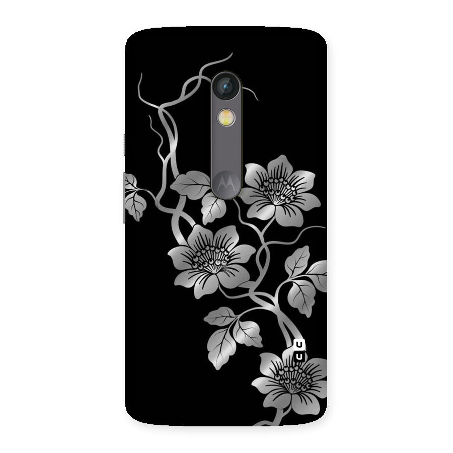 Silver Grey Flowers Back Case for Moto X Play