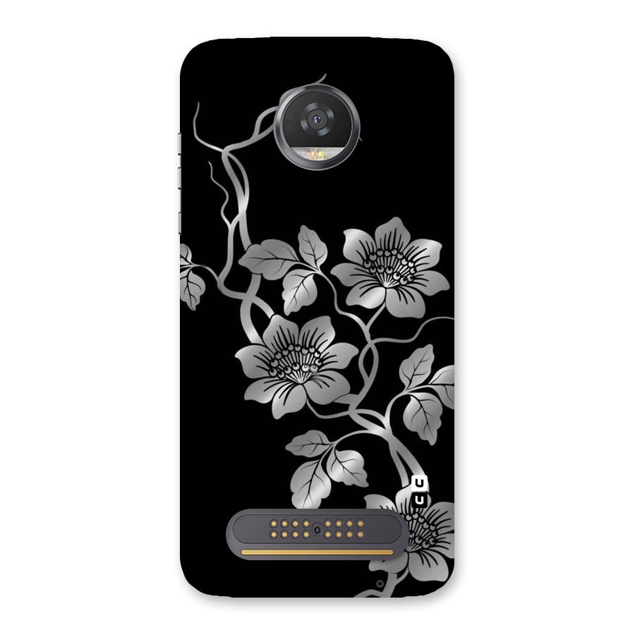 Silver Grey Flowers Back Case for Moto Z2 Play