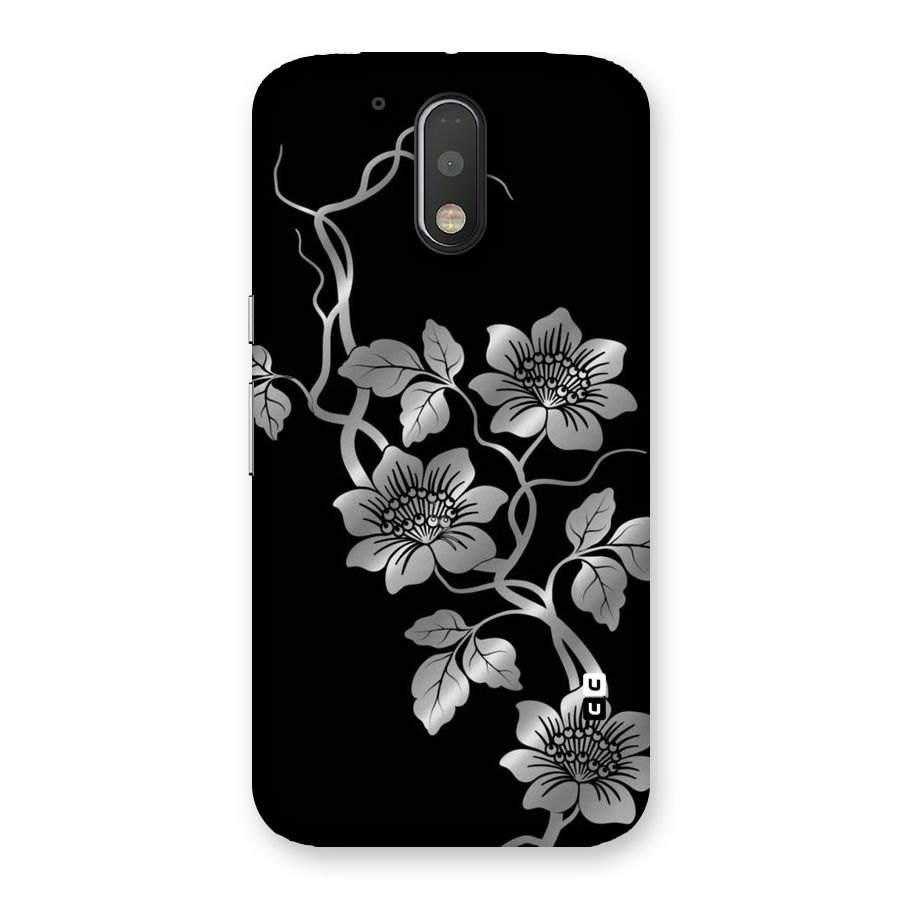 Silver Grey Flowers Back Case for Motorola Moto G4 Plus