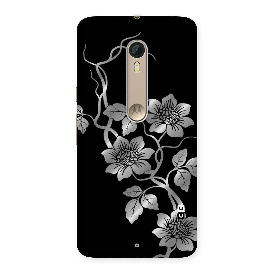 Silver Grey Flowers Back Case for Motorola Moto X Style