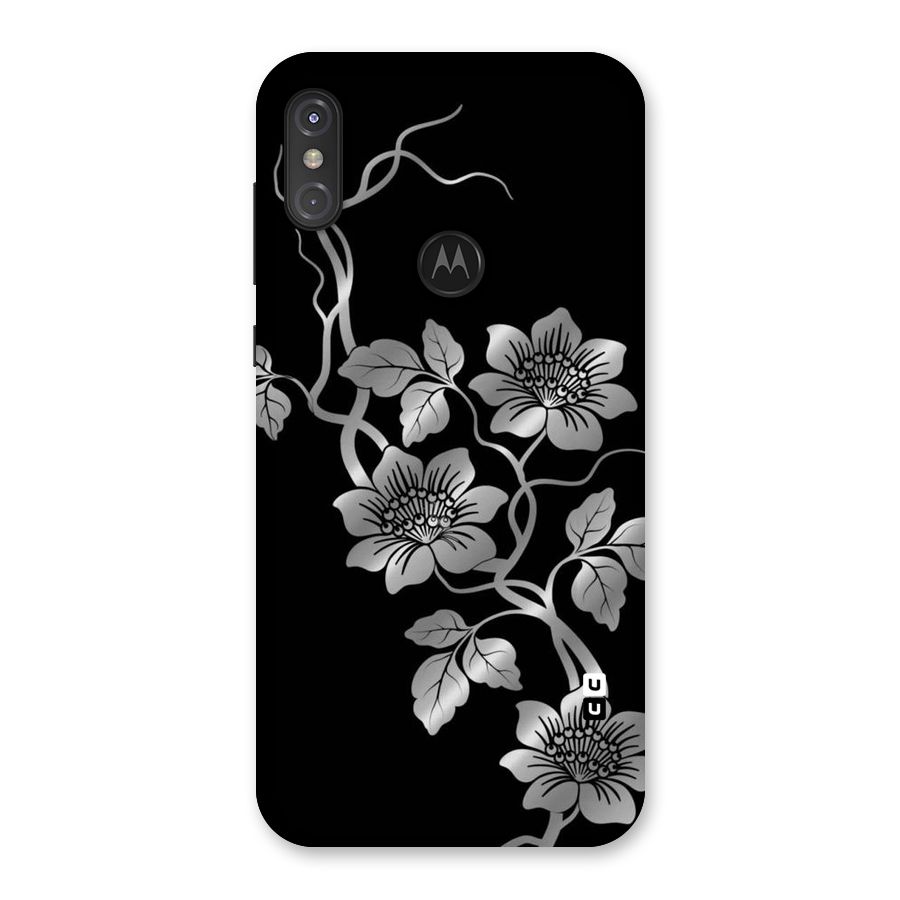 Silver Grey Flowers Back Case for Motorola One Power