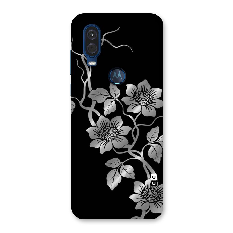 Silver Grey Flowers Back Case for Motorola One Vision