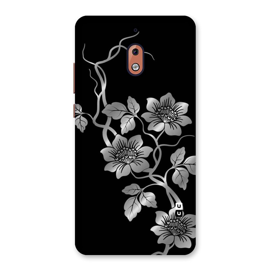 Silver Grey Flowers Back Case for Nokia 2.1
