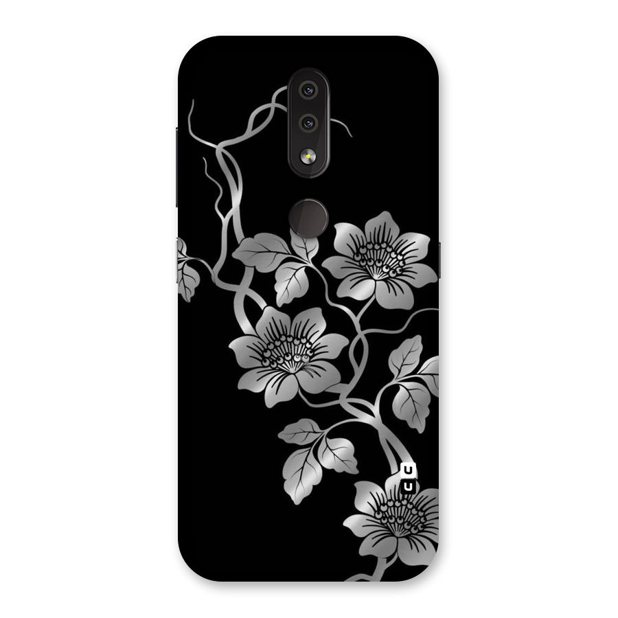 Silver Grey Flowers Back Case for Nokia 4.2