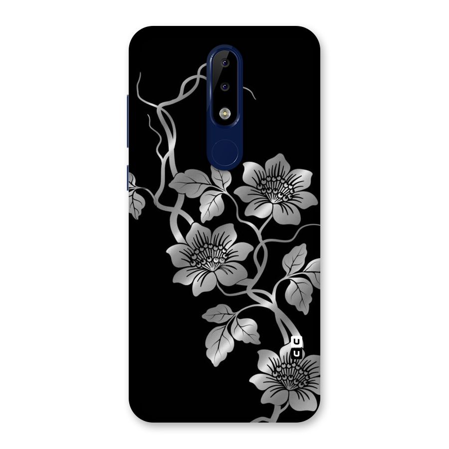 Silver Grey Flowers Back Case for Nokia 5.1 Plus