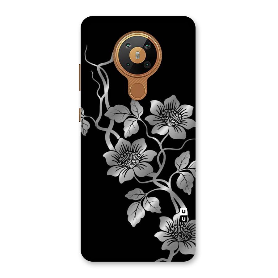 Silver Grey Flowers Back Case for Nokia 5.3
