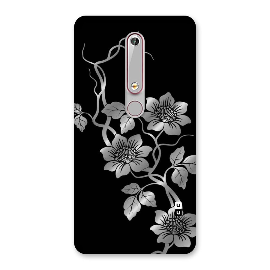 Silver Grey Flowers Back Case for Nokia 6.1