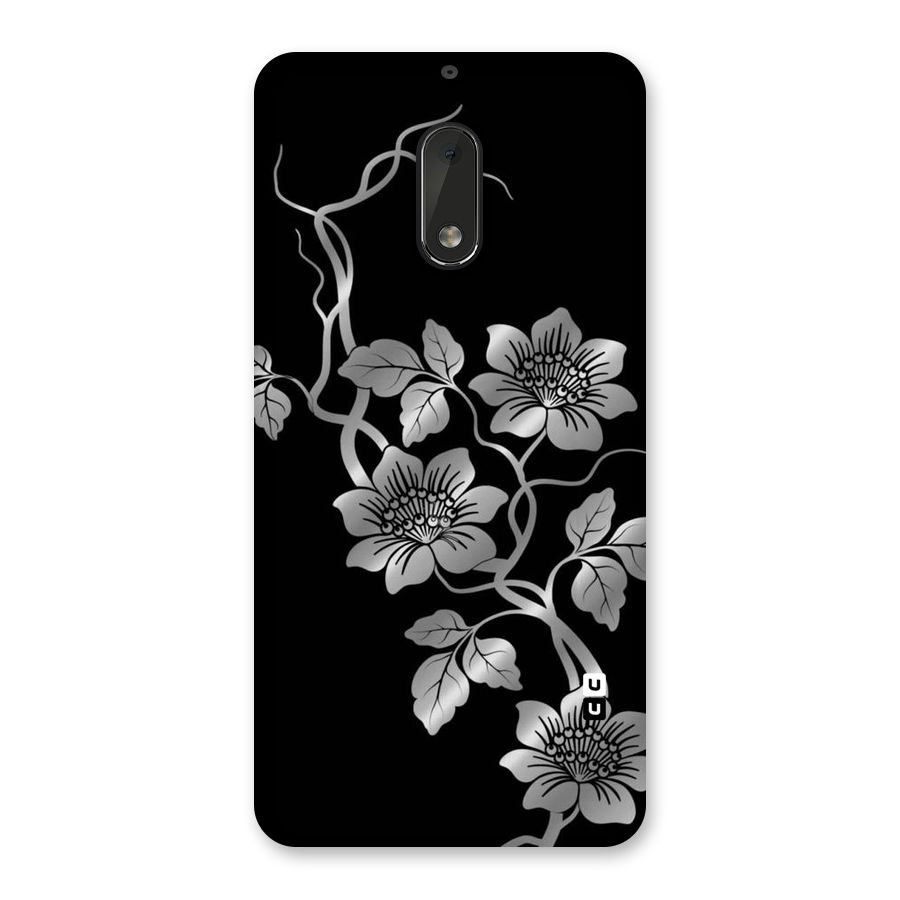 Silver Grey Flowers Back Case for Nokia 6