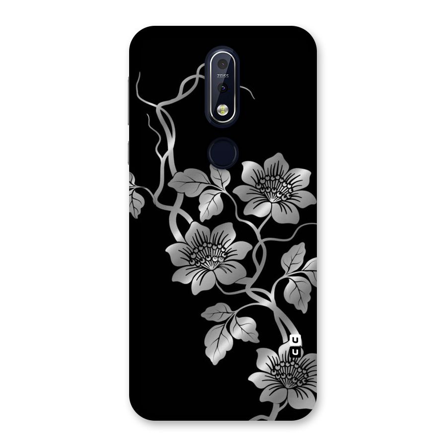 Silver Grey Flowers Back Case for Nokia 7.1
