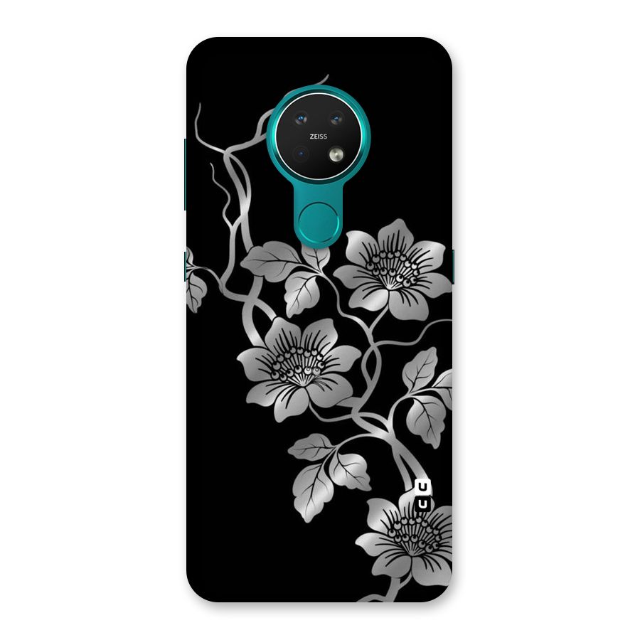 Silver Grey Flowers Back Case for Nokia 7.2