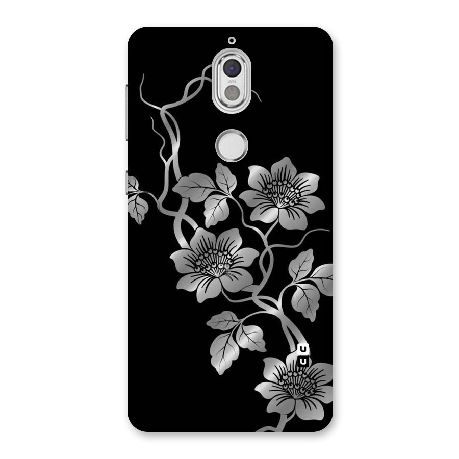 Silver Grey Flowers Back Case for Nokia 7