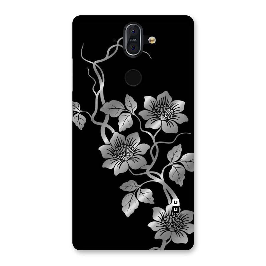 Silver Grey Flowers Back Case for Nokia 8 Sirocco
