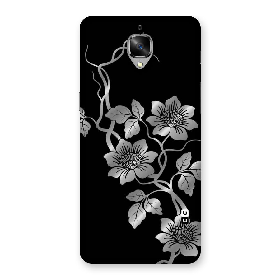 Silver Grey Flowers Back Case for OnePlus 3