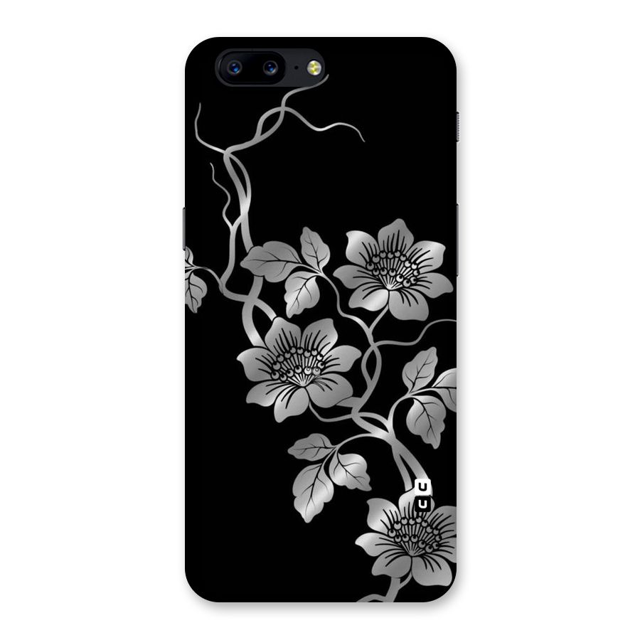 Silver Grey Flowers Back Case for OnePlus 5