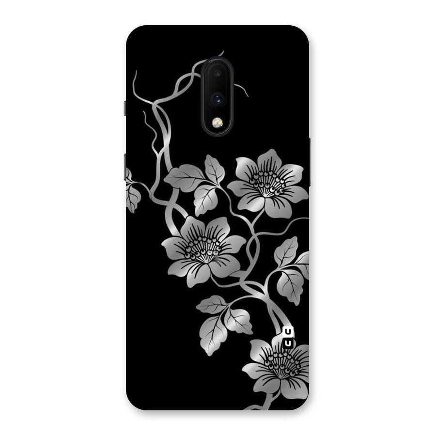 Silver Grey Flowers Back Case for OnePlus 7