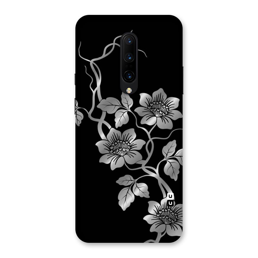 Silver Grey Flowers Back Case for OnePlus 7 Pro