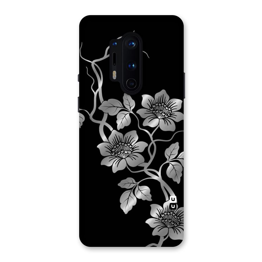 Silver Grey Flowers Back Case for OnePlus 8 Pro