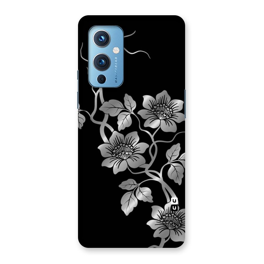 Silver Grey Flowers Back Case for OnePlus 9