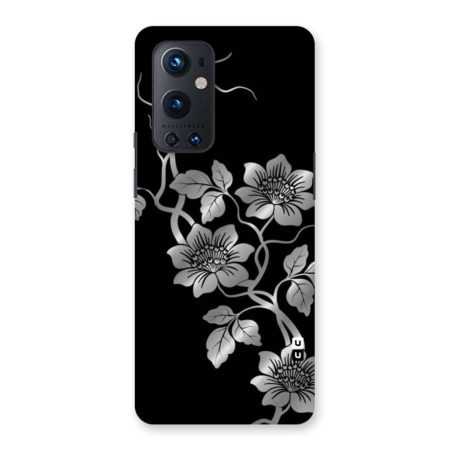 Silver Grey Flowers Back Case for OnePlus 9 Pro