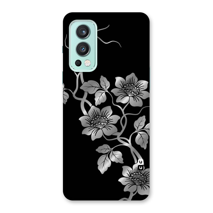 Silver Grey Flowers Back Case for OnePlus Nord 2 5G