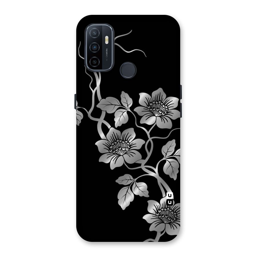 Silver Grey Flowers Back Case for Oppo A32