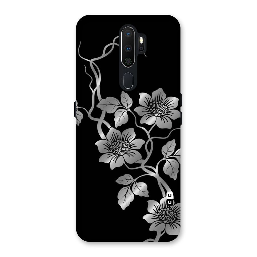 Silver Grey Flowers Back Case for Oppo A5 (2020)