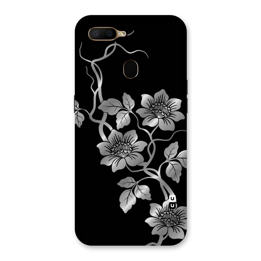 Silver Grey Flowers Back Case for Oppo A5s