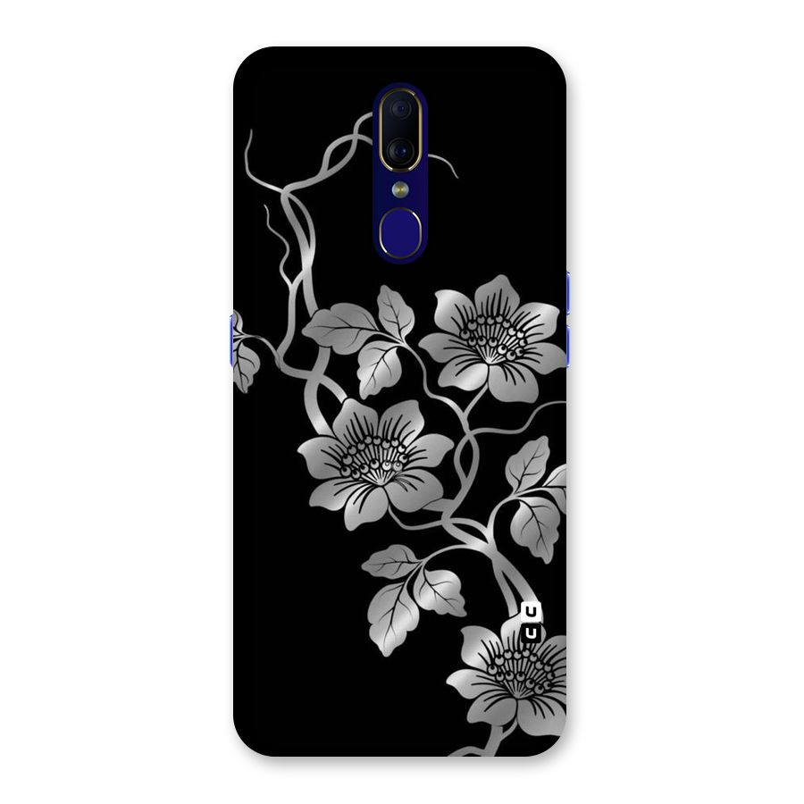 Silver Grey Flowers Back Case for Oppo A9
