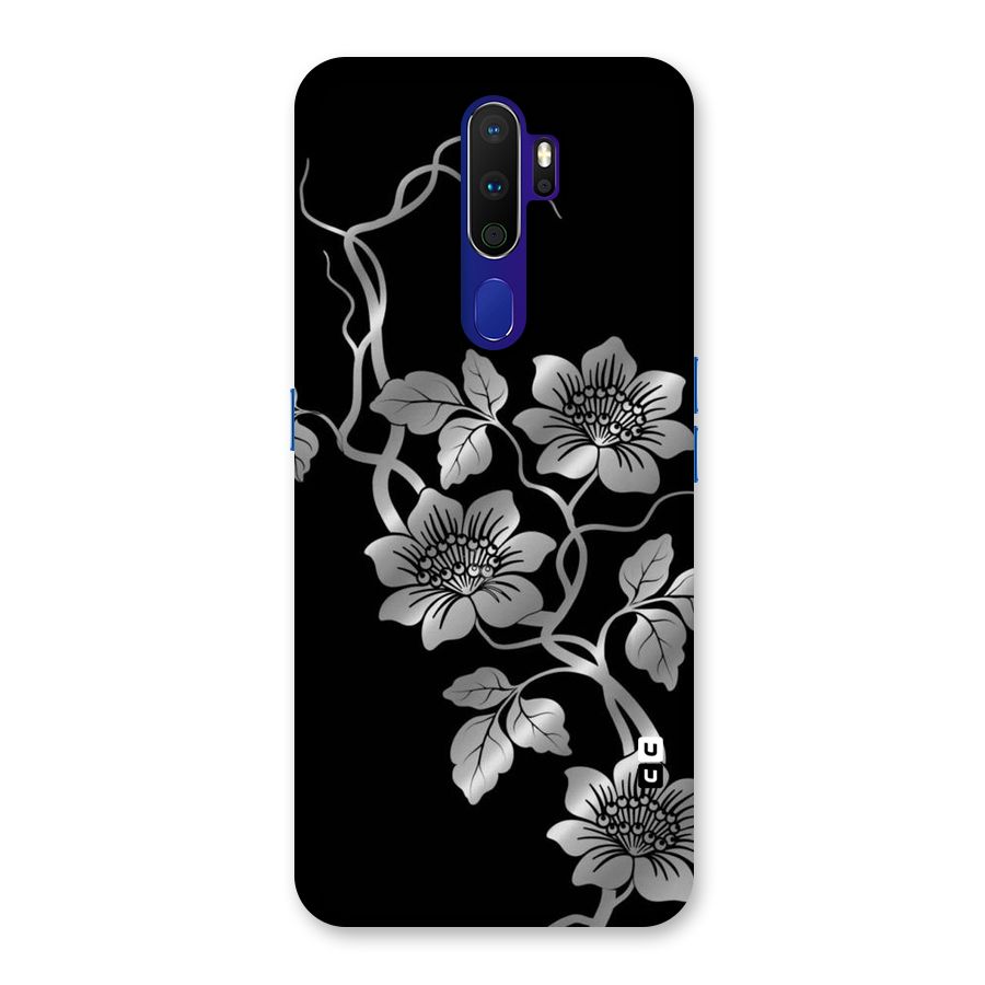 Silver Grey Flowers Back Case for Oppo A9 (2020)
