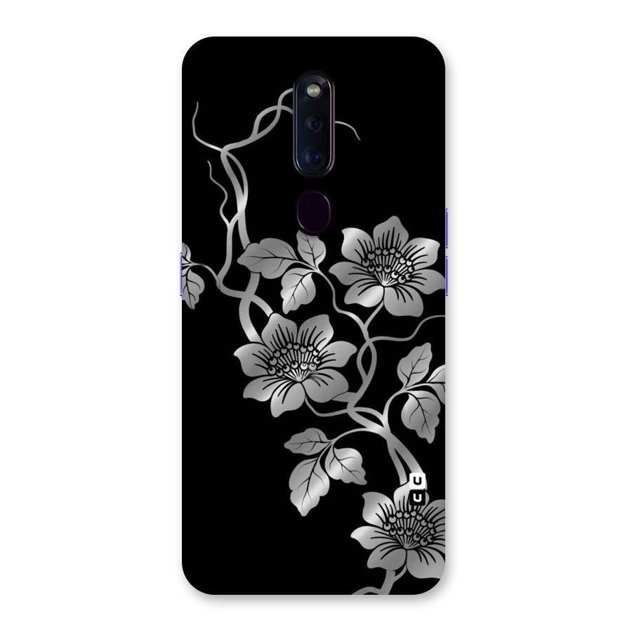 Silver Grey Flowers Back Case for Oppo F11 Pro