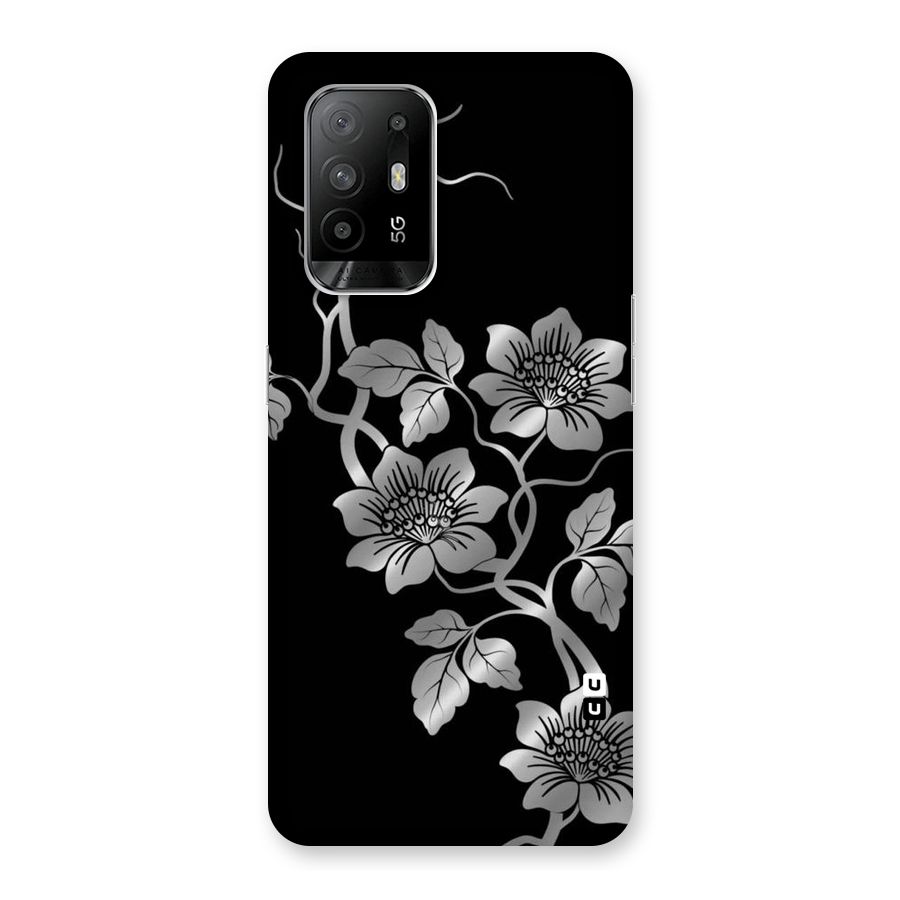 Silver Grey Flowers Back Case for Oppo F19 Pro Plus 5G