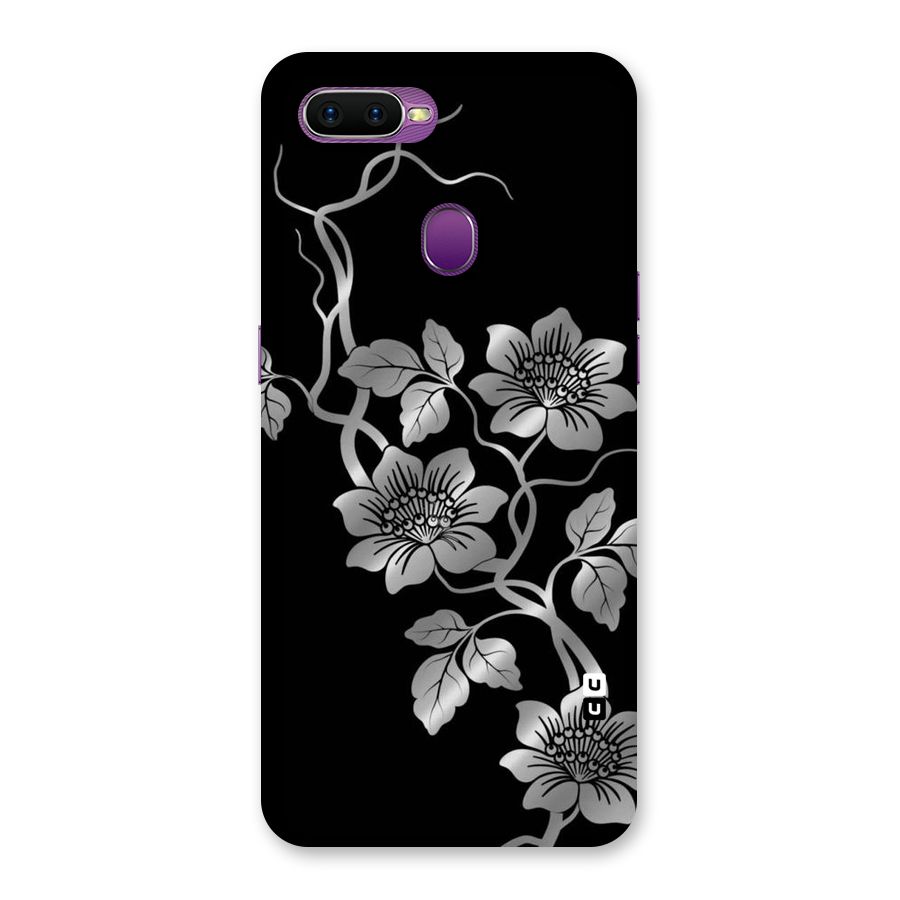 Silver Grey Flowers Back Case for Oppo F9