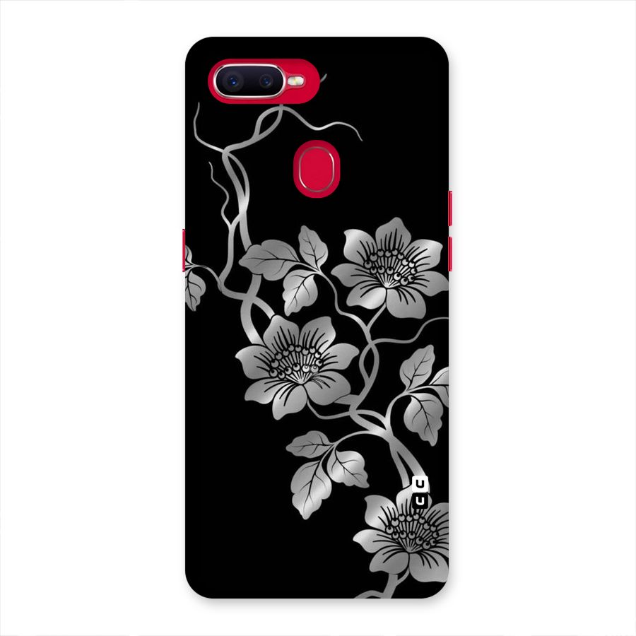 Silver Grey Flowers Back Case for Oppo F9 Pro