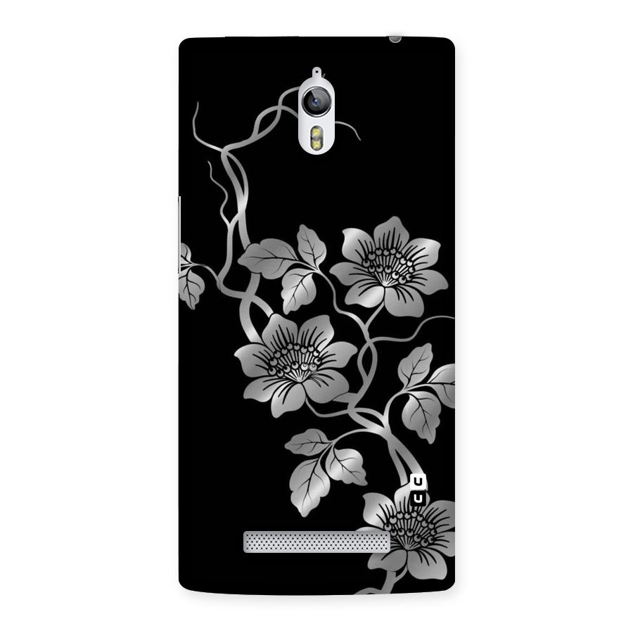 Silver Grey Flowers Back Case for Oppo Find 7