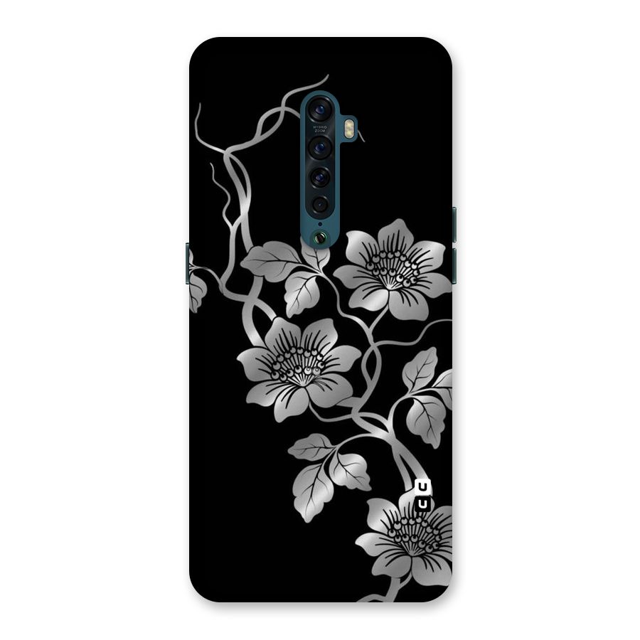 Silver Grey Flowers Back Case for Oppo Reno2