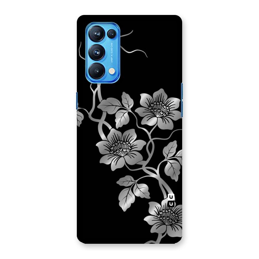 Silver Grey Flowers Back Case for Oppo Reno5 Pro 5G