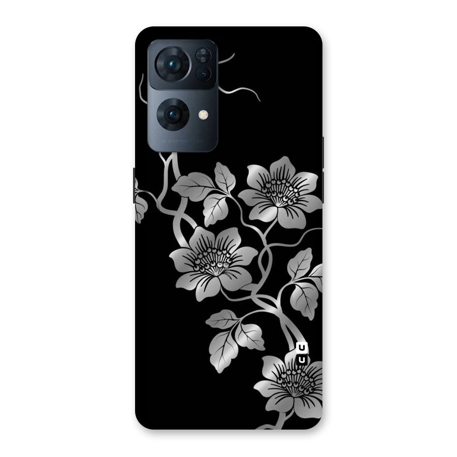Silver Grey Flowers Back Case for Oppo Reno7 Pro 5G