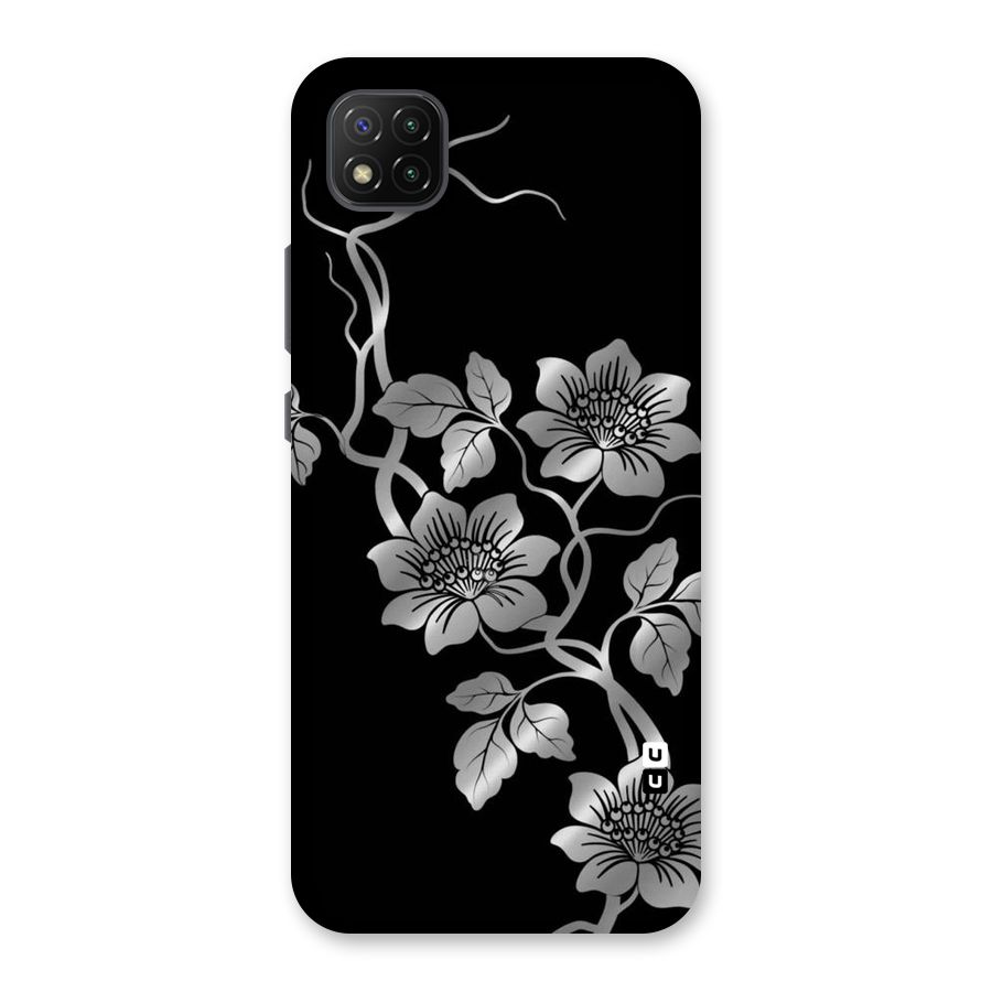 Silver Grey Flowers Back Case for Poco C3