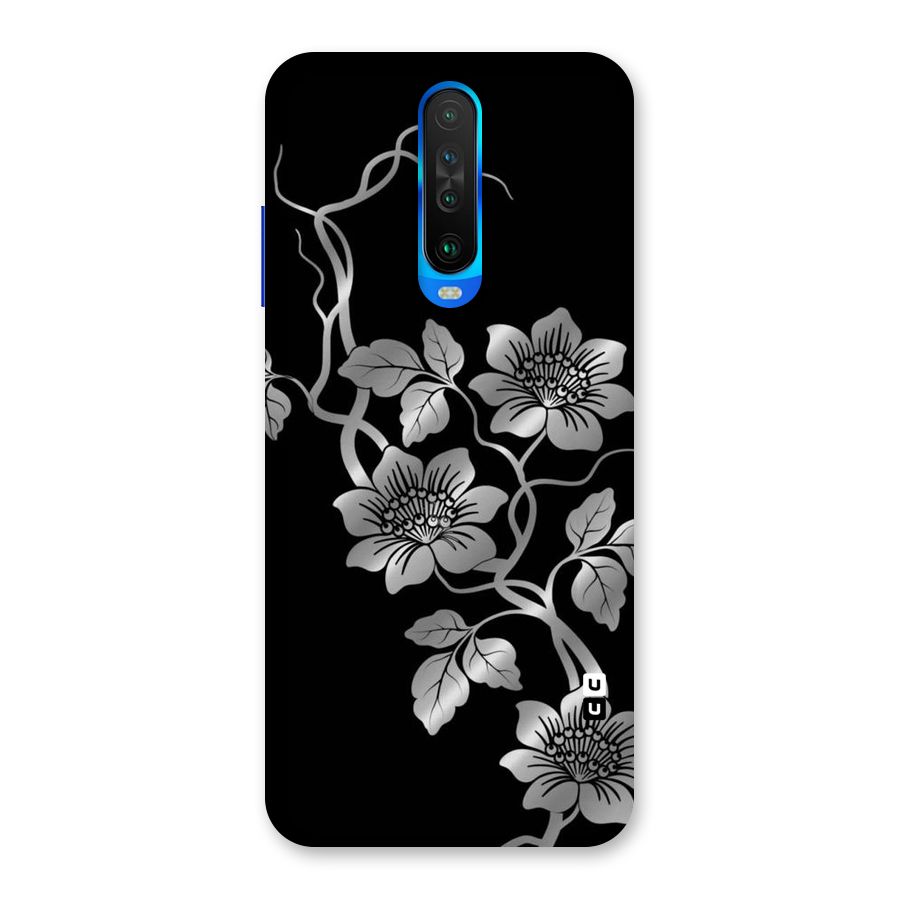 Silver Grey Flowers Back Case for Poco X2