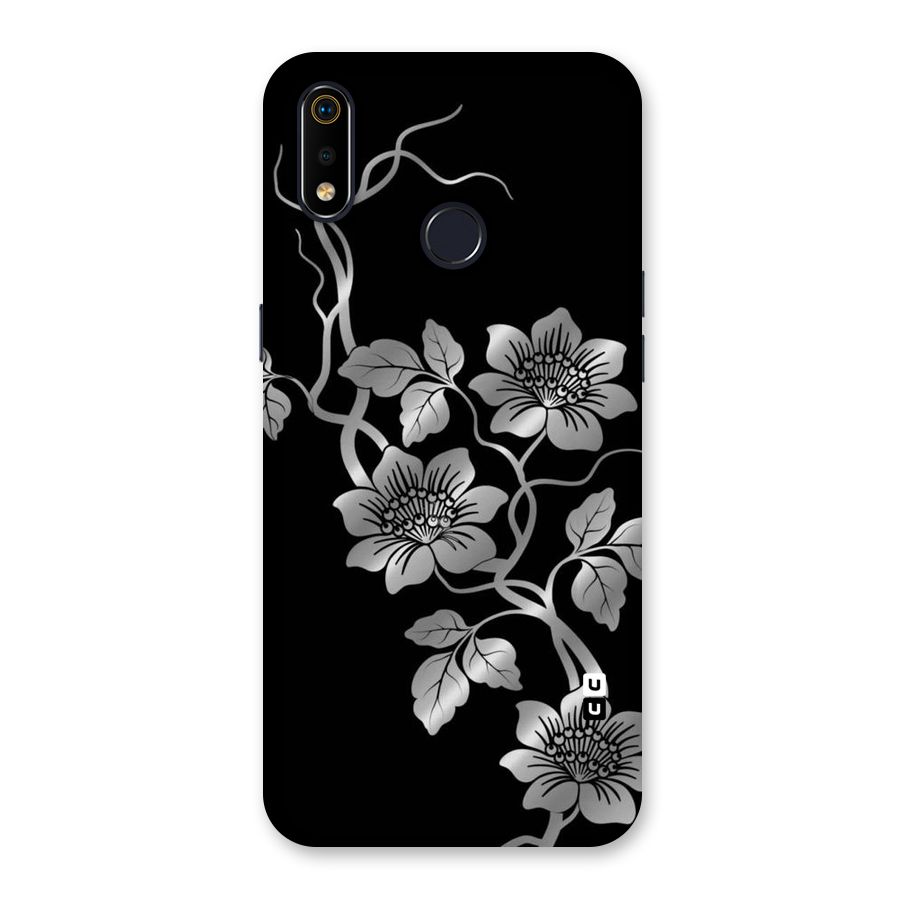 Silver Grey Flowers Back Case for Realme 3i