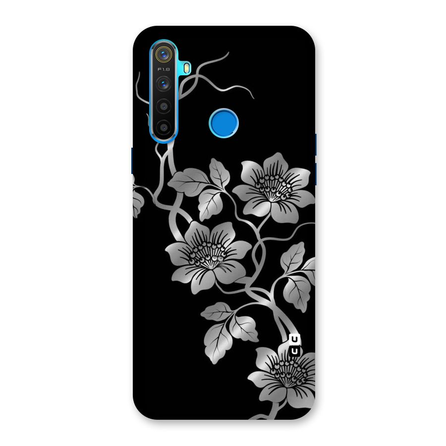Silver Grey Flowers Back Case for Realme 5