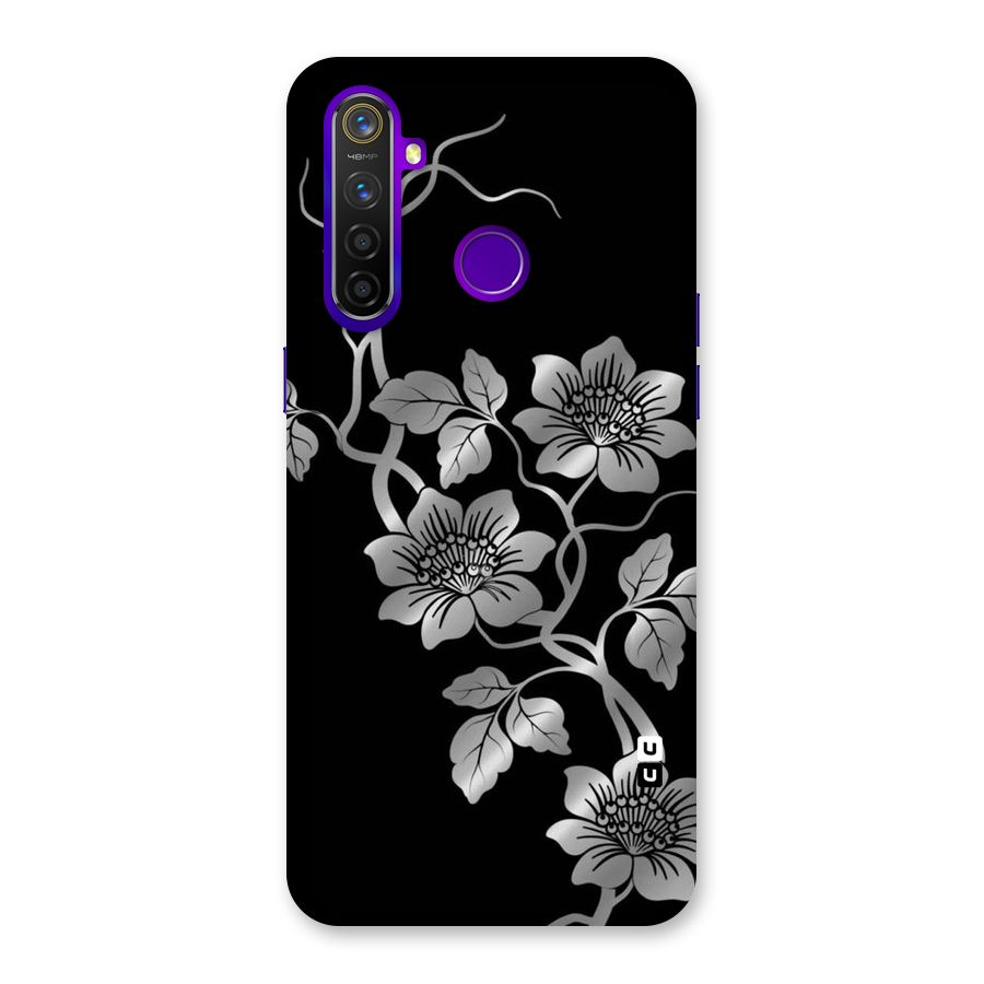 Silver Grey Flowers Back Case for Realme 5 Pro