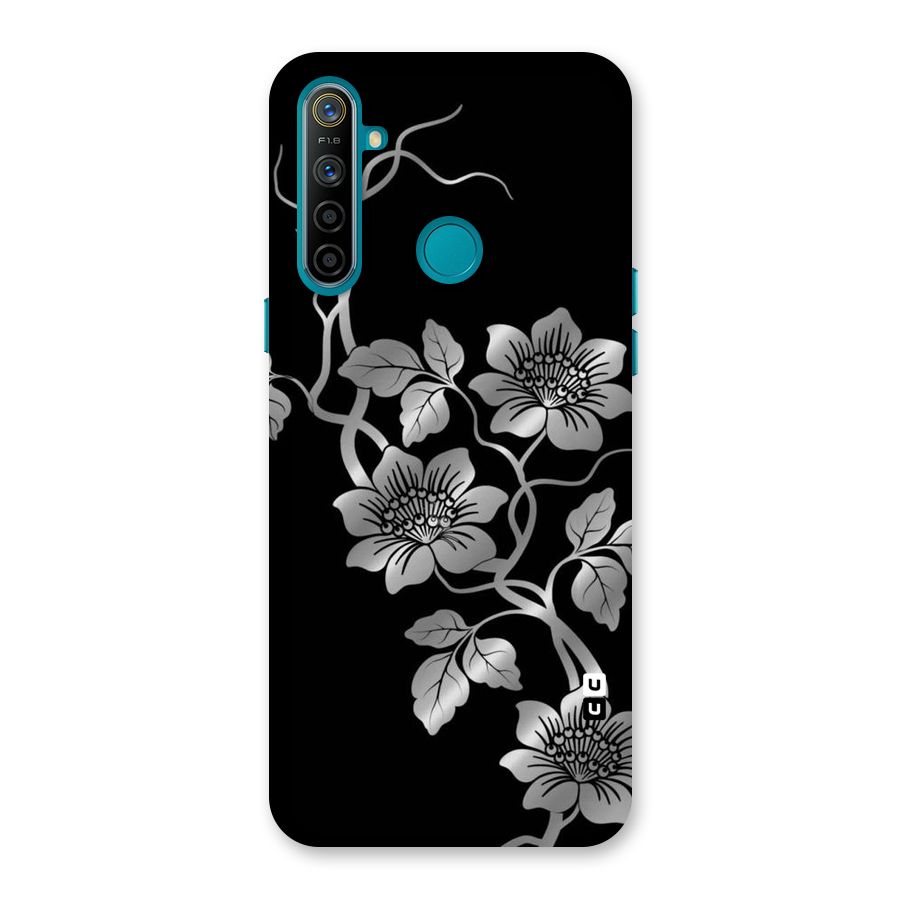 Silver Grey Flowers Back Case for Realme 5i