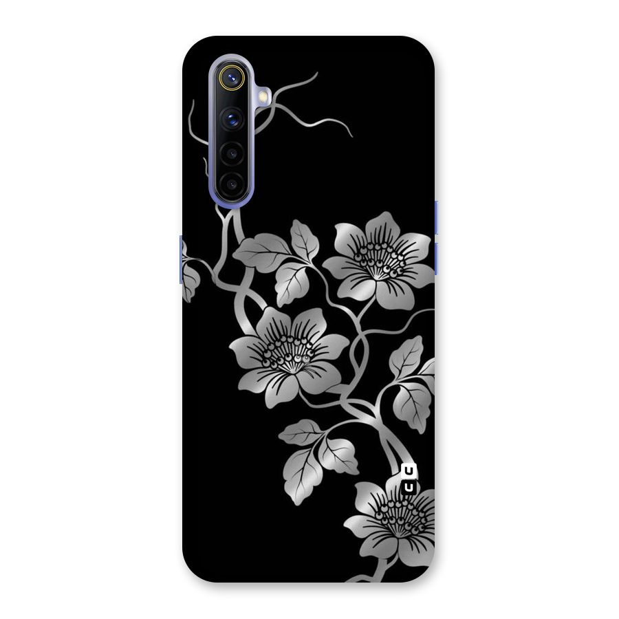 Silver Grey Flowers Back Case for Realme 6