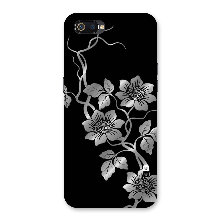 Silver Grey Flowers Back Case for Realme C2
