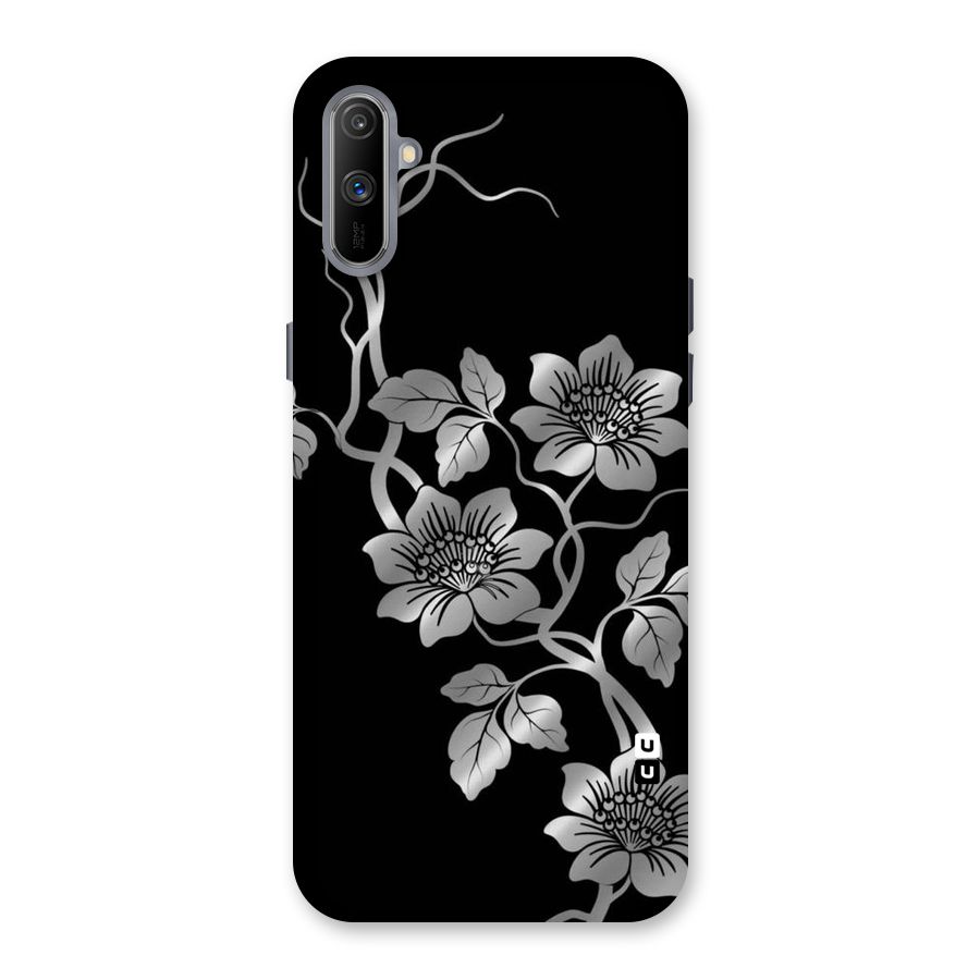 Silver Grey Flowers Back Case for Realme C3