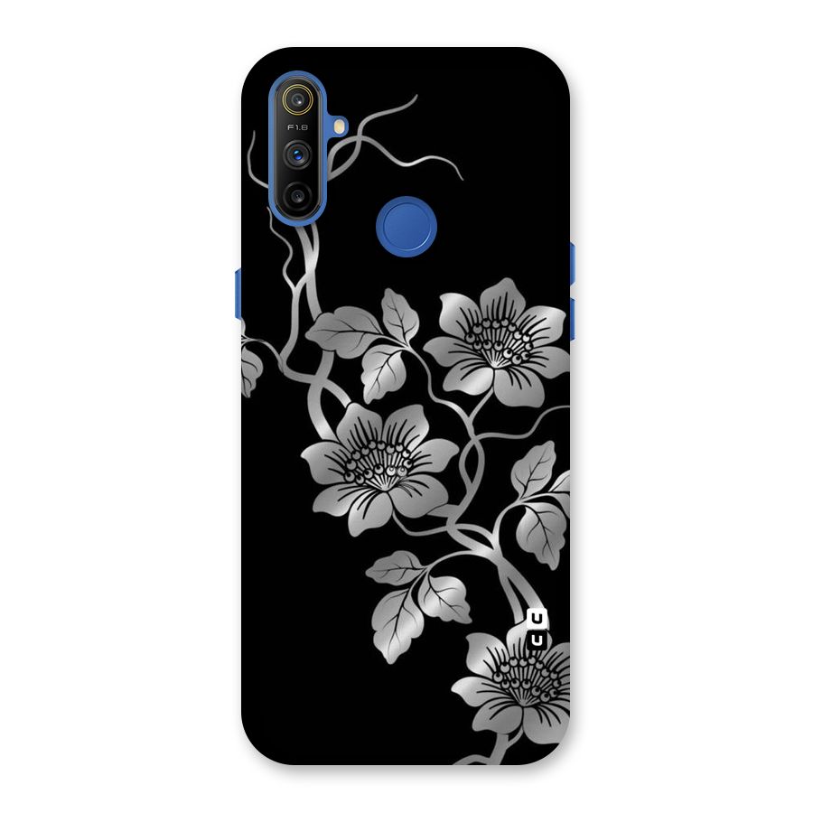 Silver Grey Flowers Back Case for Realme Narzo 10A
